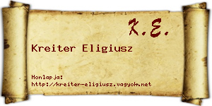 Kreiter Eligiusz névjegykártya